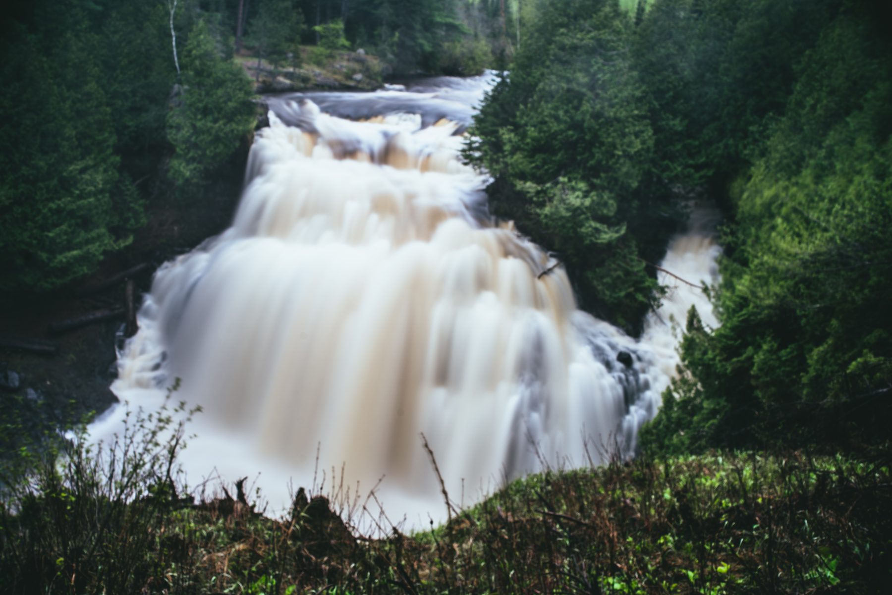 Partridge Falls in full flow, tiered through the forest