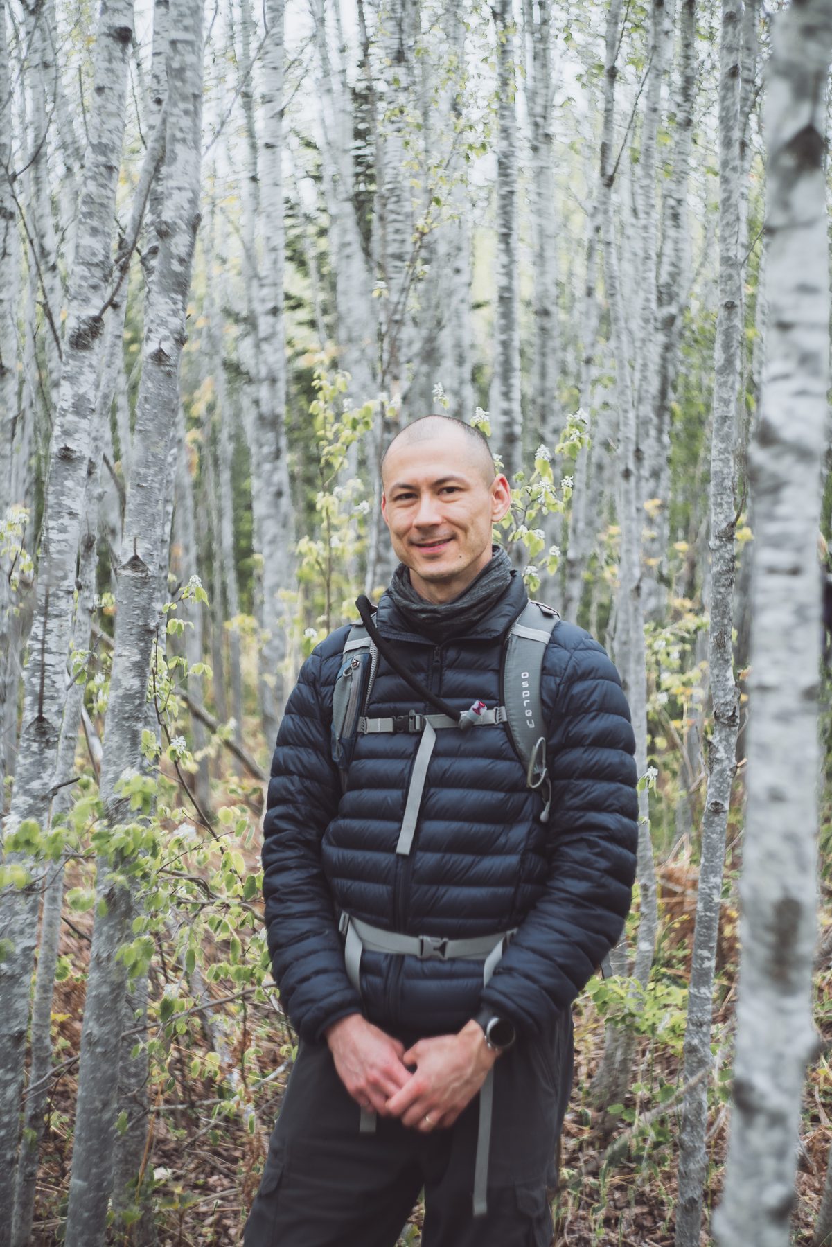 A portrait in the birches on the walk in